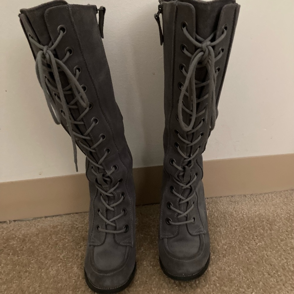 Hush Puppies Ember Gray Suede Tall Boots US 8.5/EU 40